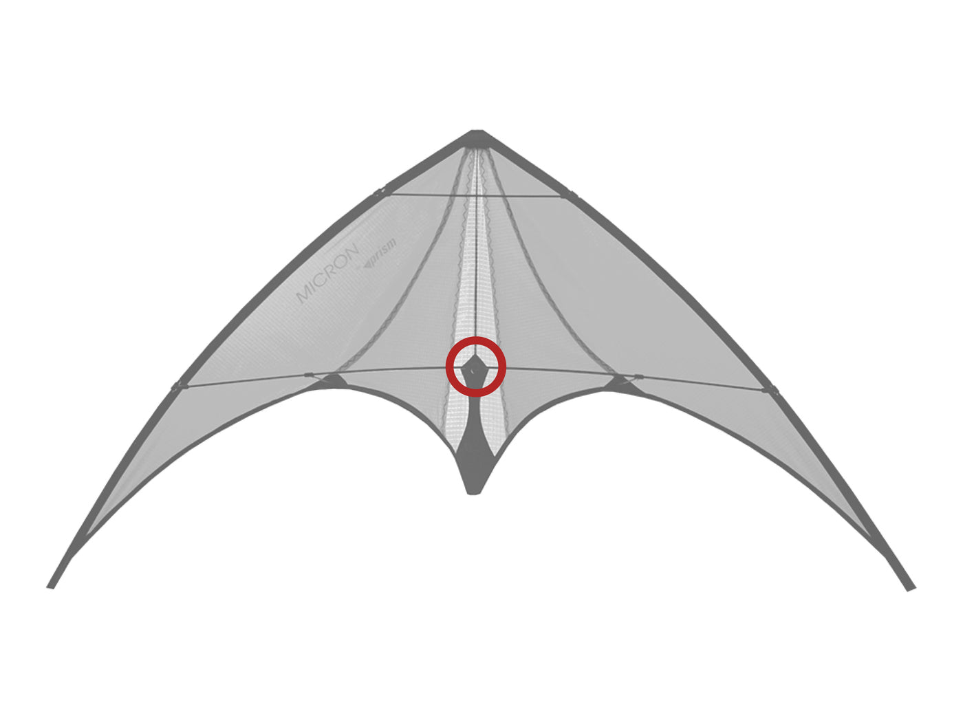 Diagram showing location of the Micron Center T on the kite.