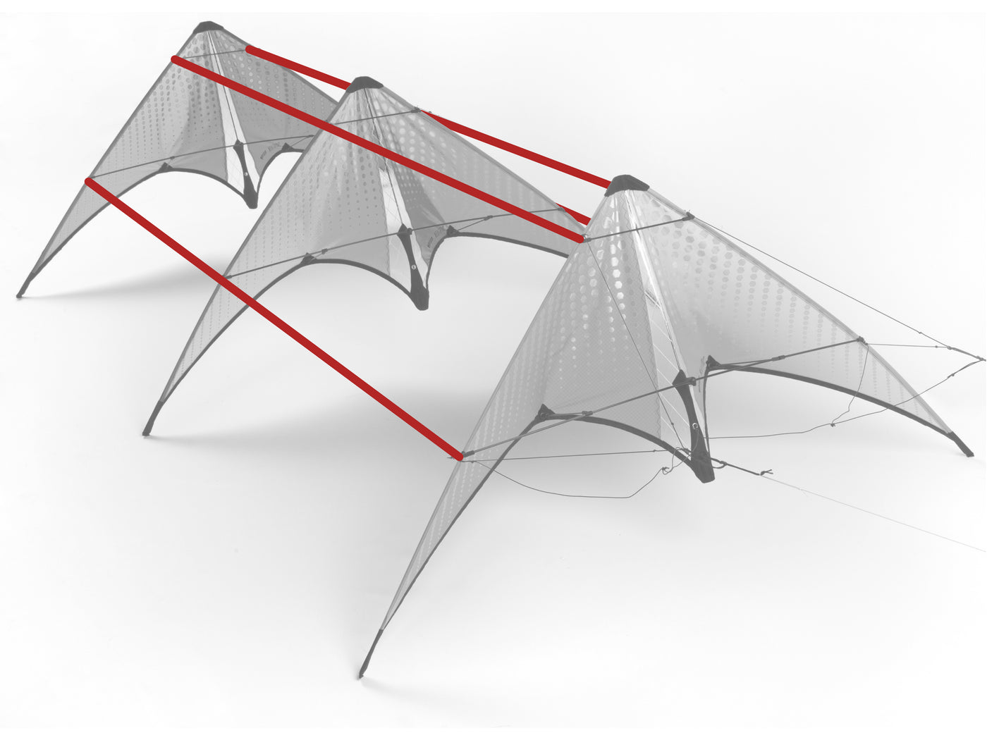 Diagram showing location of the Neutrino Stack Lines on the kite.