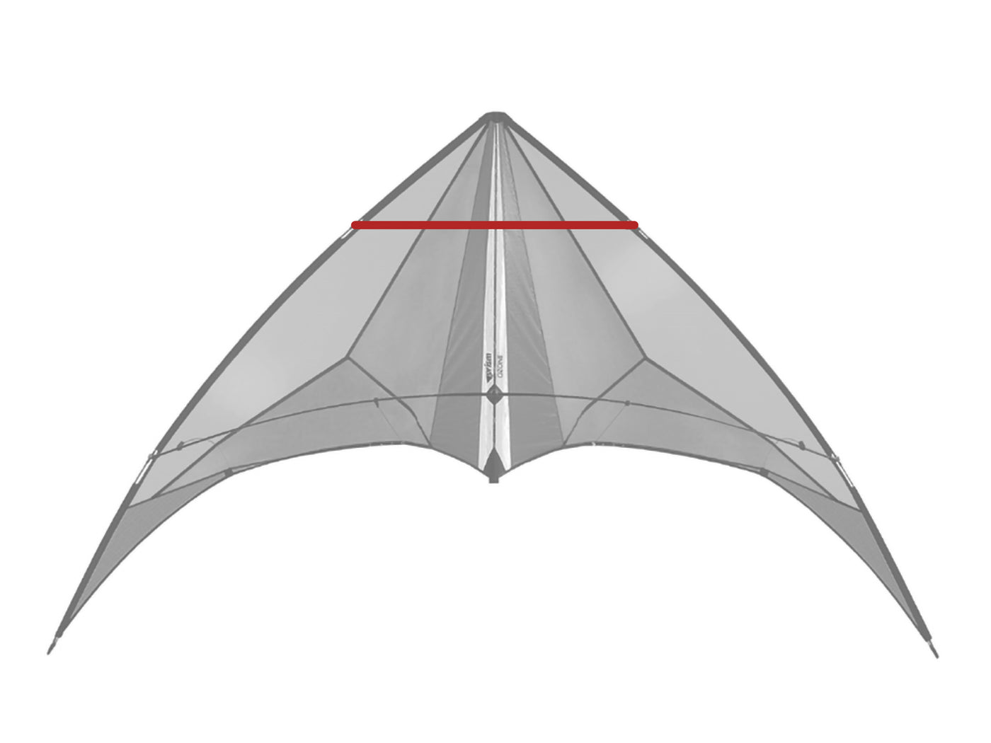 Diagram showing location of the Ozone Upper Spreader on the kite.