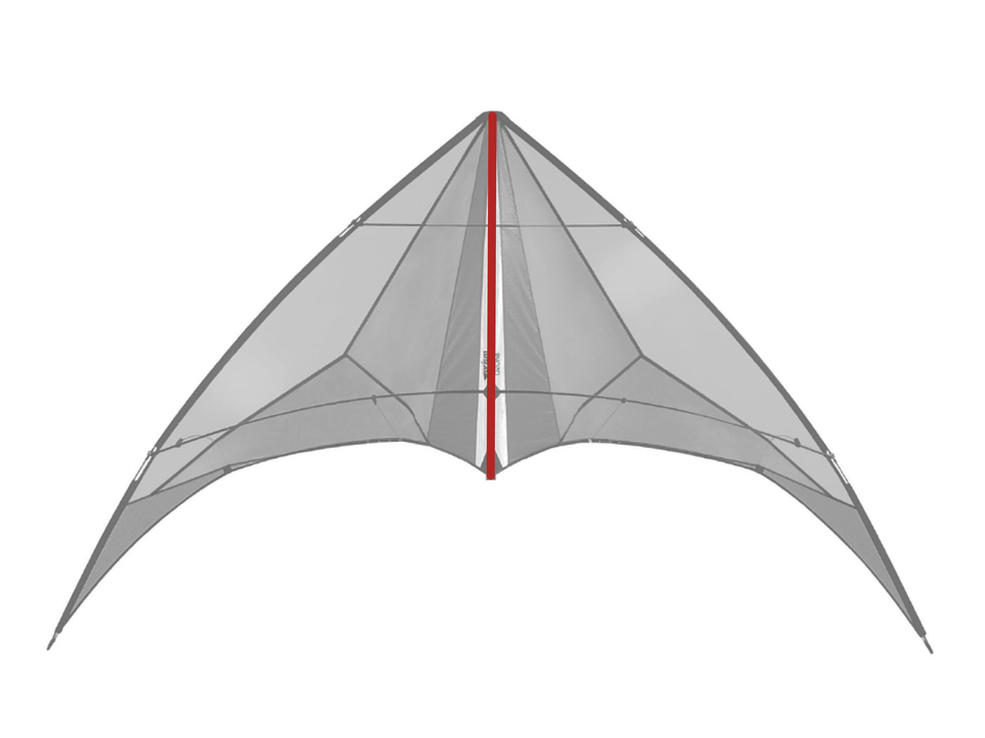 Diagram showing location of the Ozone Spine on the kite.