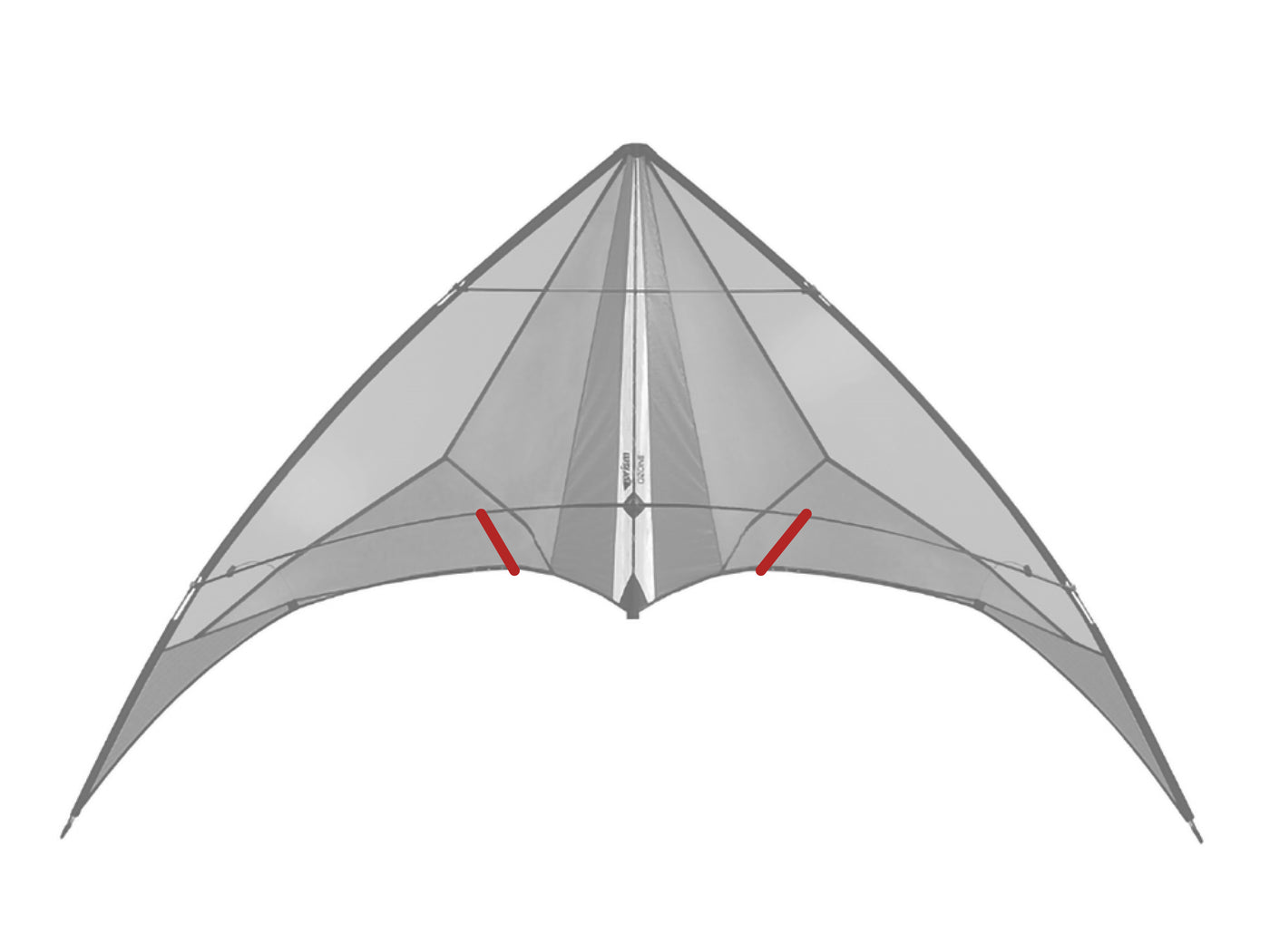 Diagram showing location of the Ozone Standoffs (Inner) on the kite.