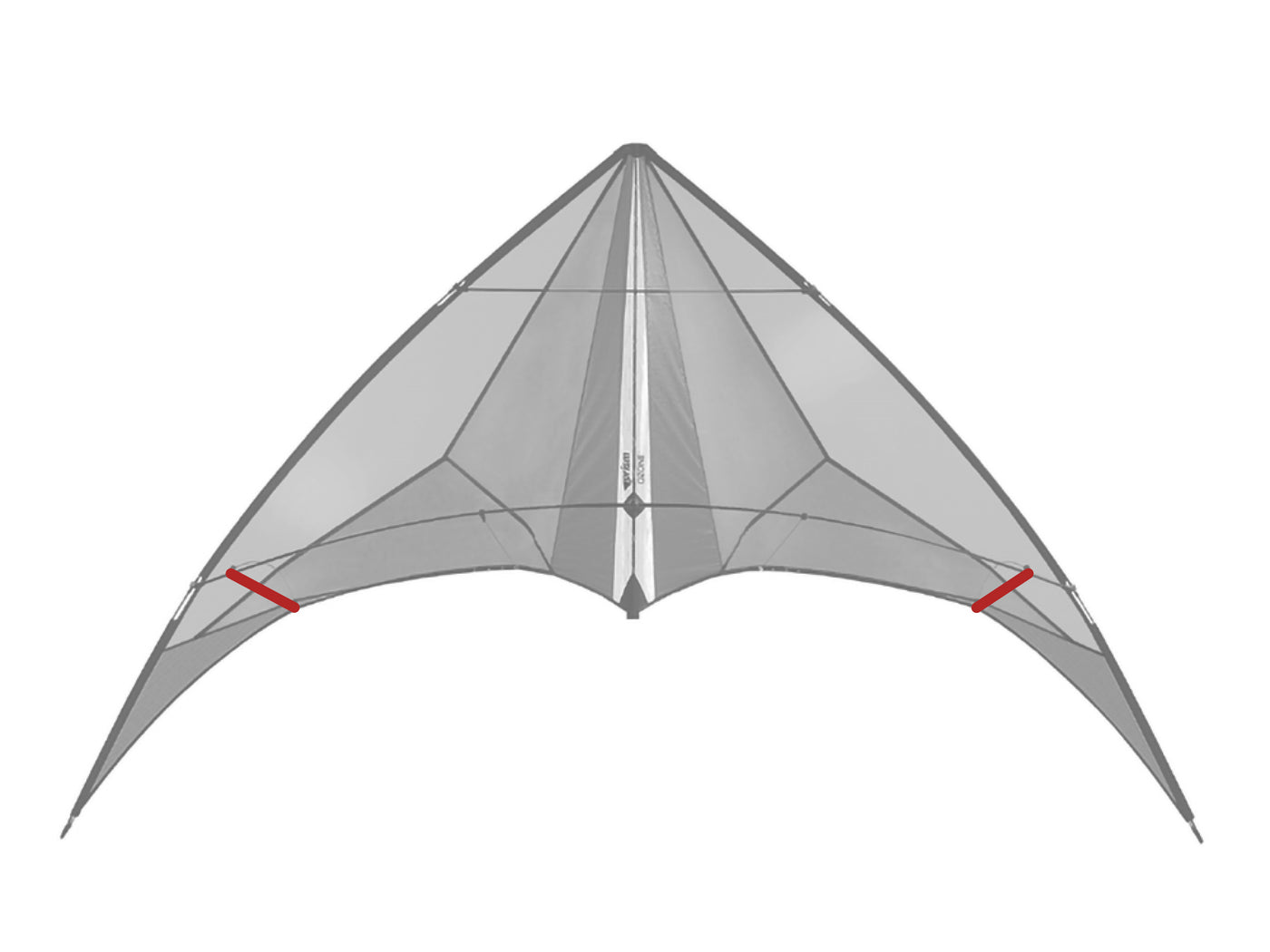 Diagram showing location of the Ozone Standoffs (Outer) on the kite.