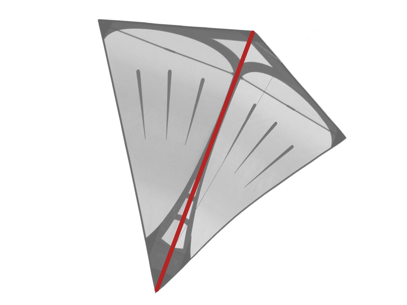 Diagram showing location of the Pica Spine on the kite.