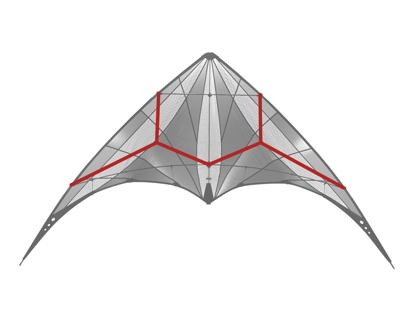 Diagram showing location of the Prophecy Bridle on the kite.