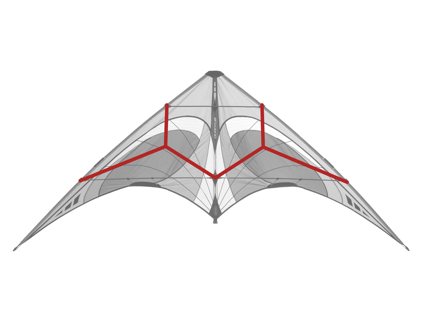 Diagram showing location of the Quantum 2.0 Bridle on the kite.
