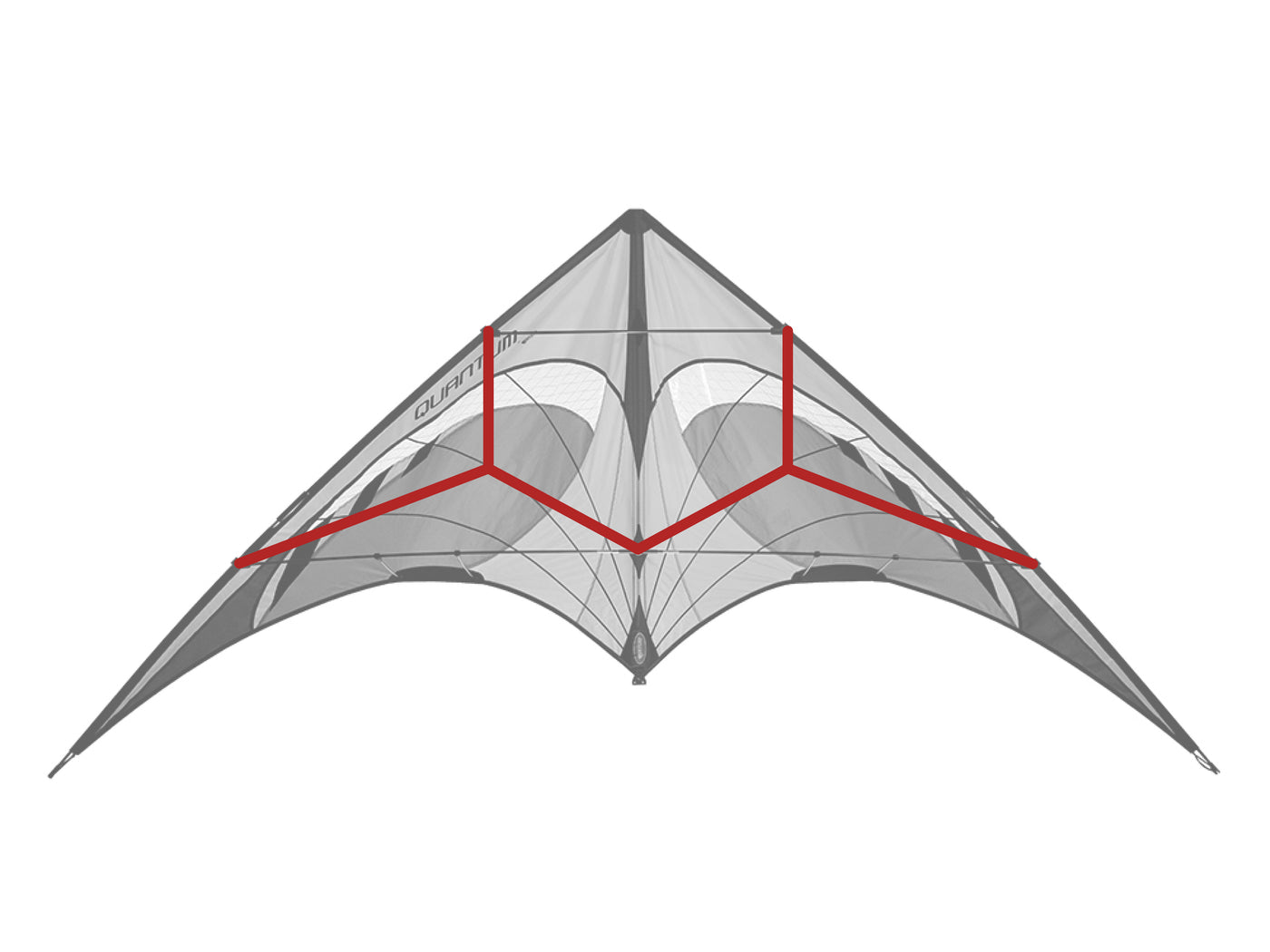 Diagram showing location of the Quantum Bridle on the kite.