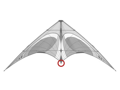 Diagram showing the location of the Kinetic Dissapator on the kite
