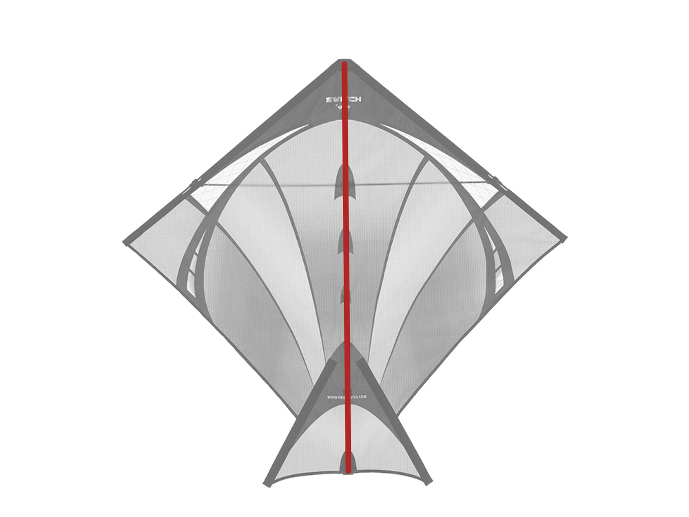 Diagram showing location of the Switch Spine on the kite.