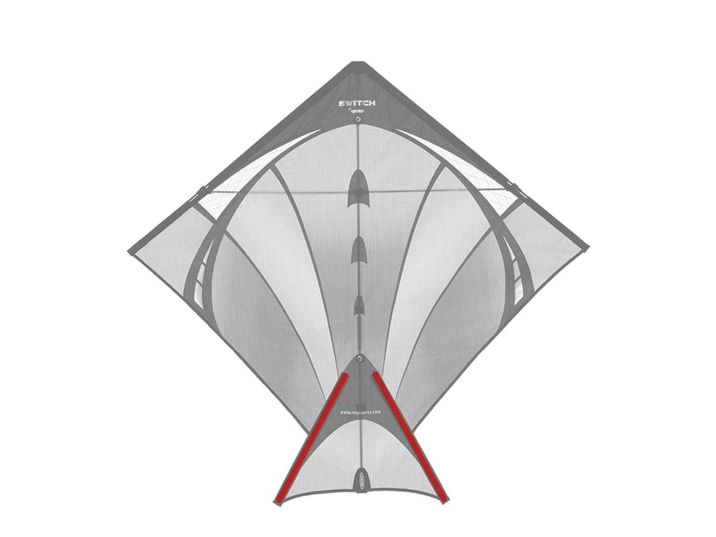 Diagram showing location of the Switch Wingtip Battens on the kite.