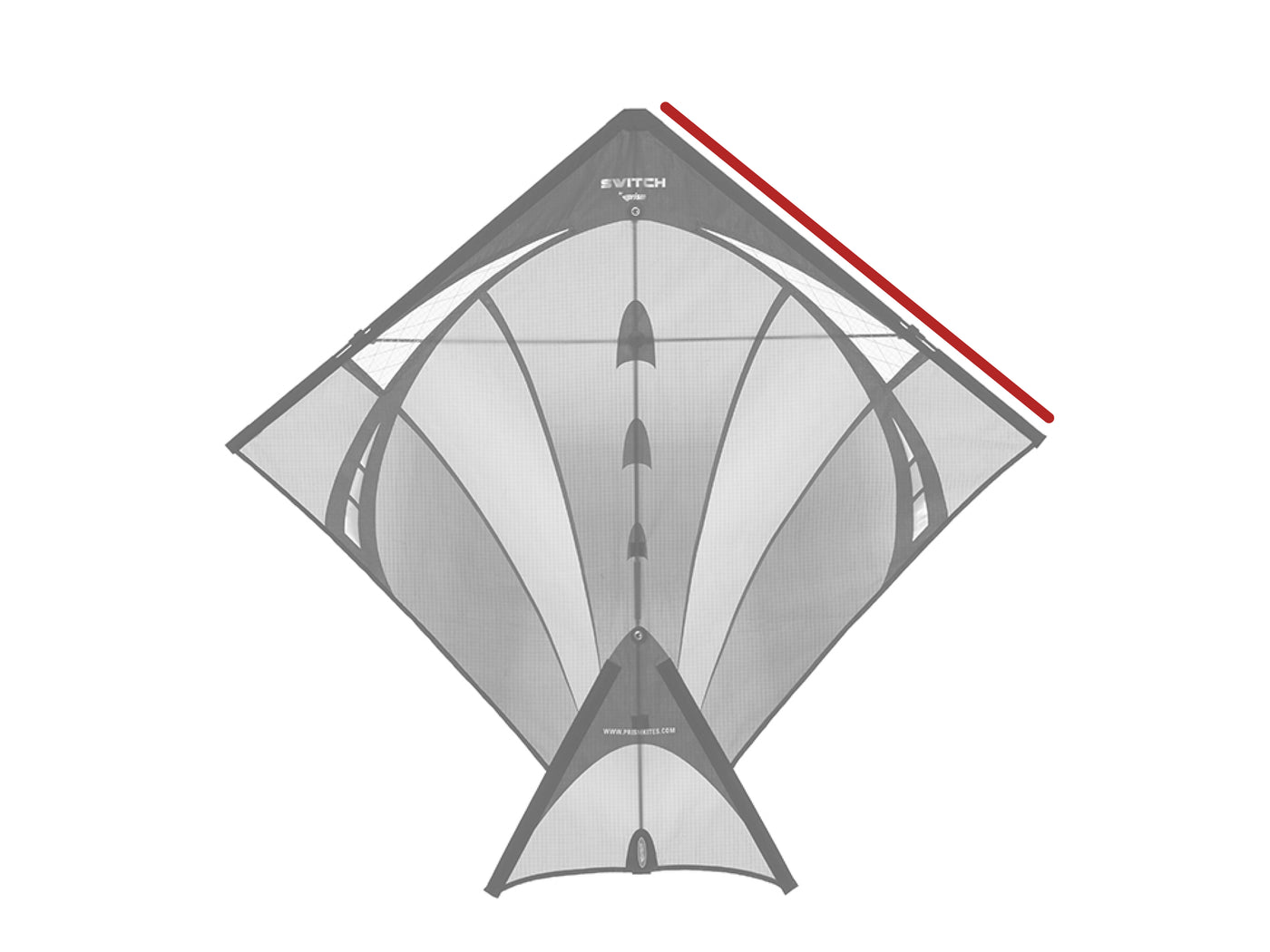 Diagram showing location of the Switch Leading Edge on the kite.