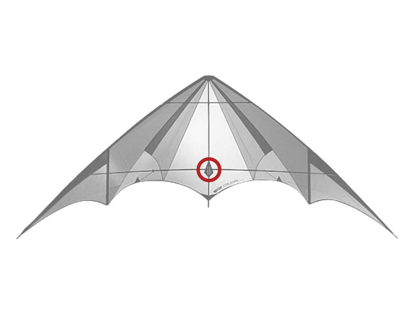 Diagram showing location of the Total Eclipse Center T on the kite.