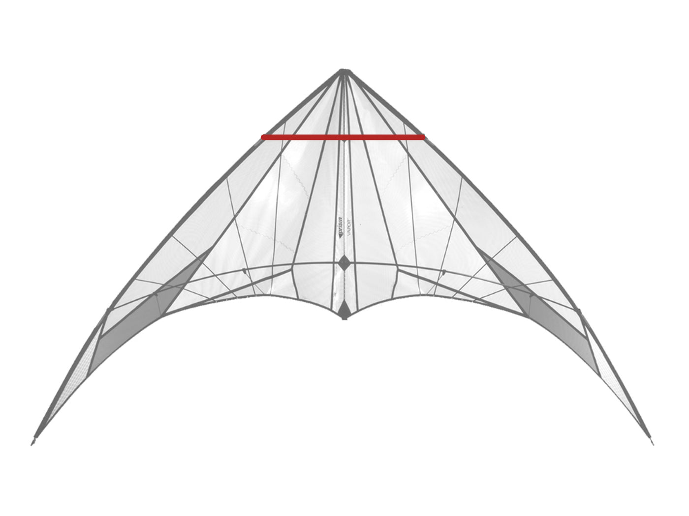 Diagram showing location of the Vapor Upper Spreader on the kite.