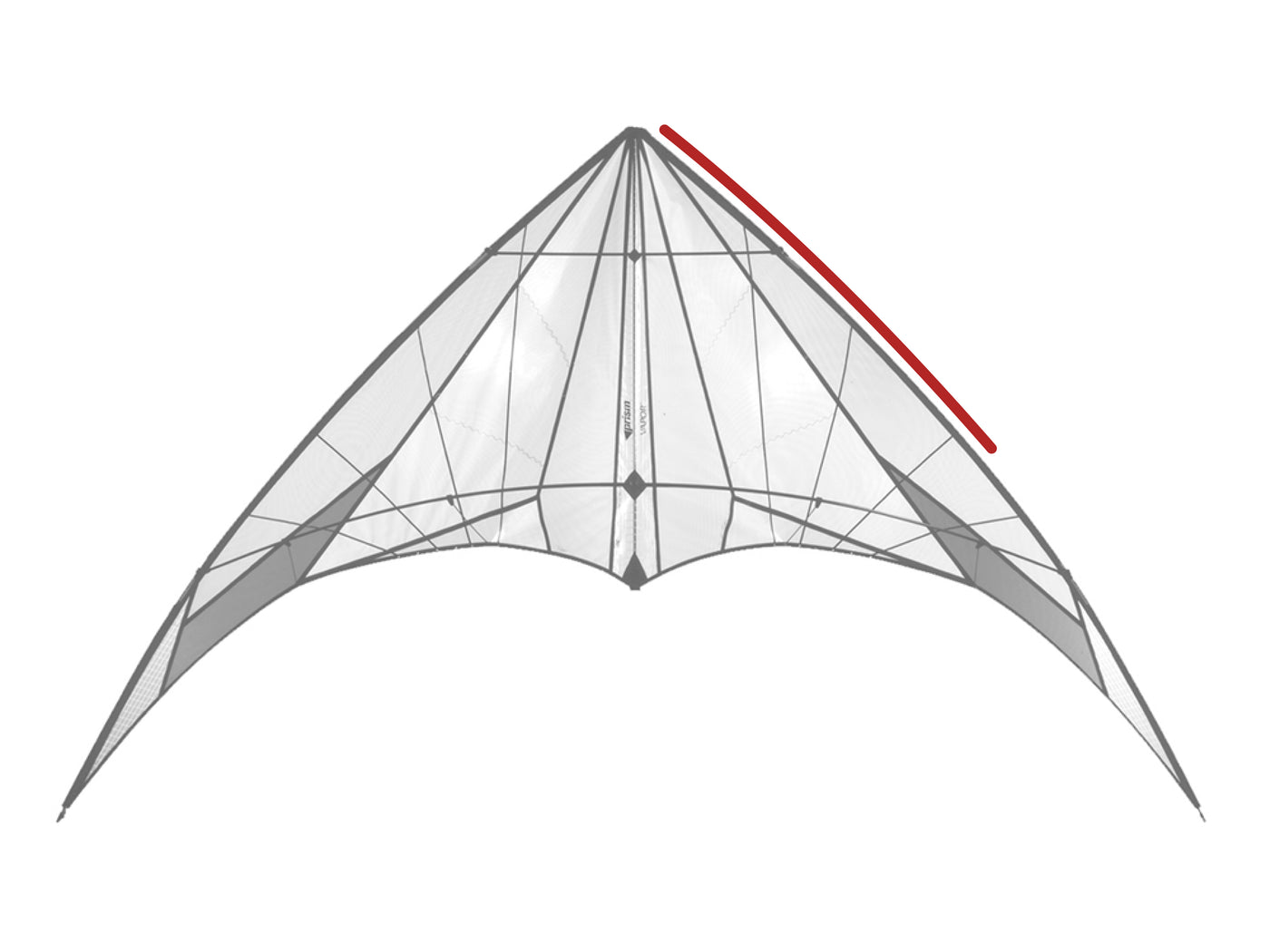 Diagram showing location of the Vapor (1996) Upper Leading Edge on the kite.