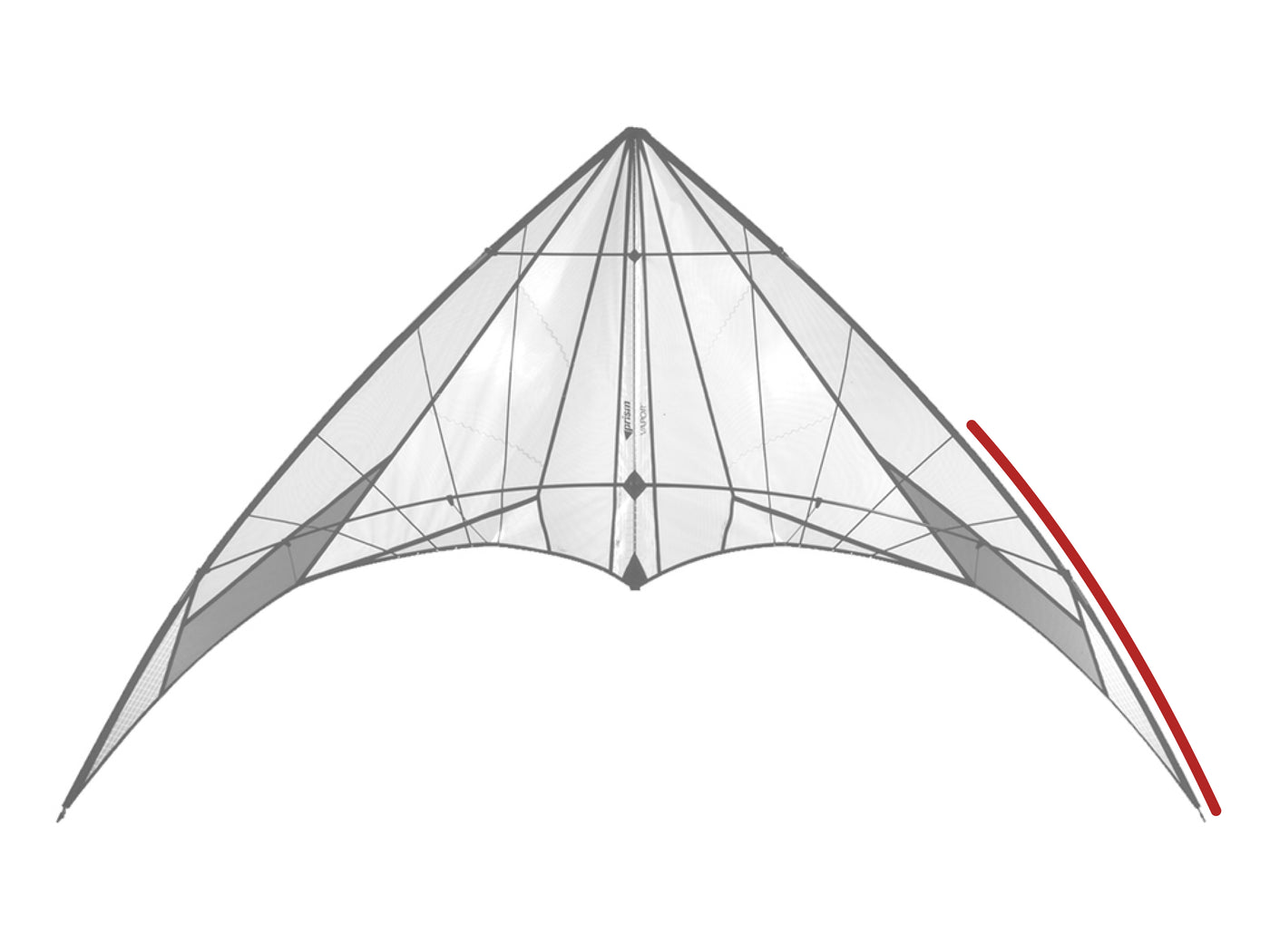 Diagram showing location of the Vapor Lower Leading Edge on the kite.