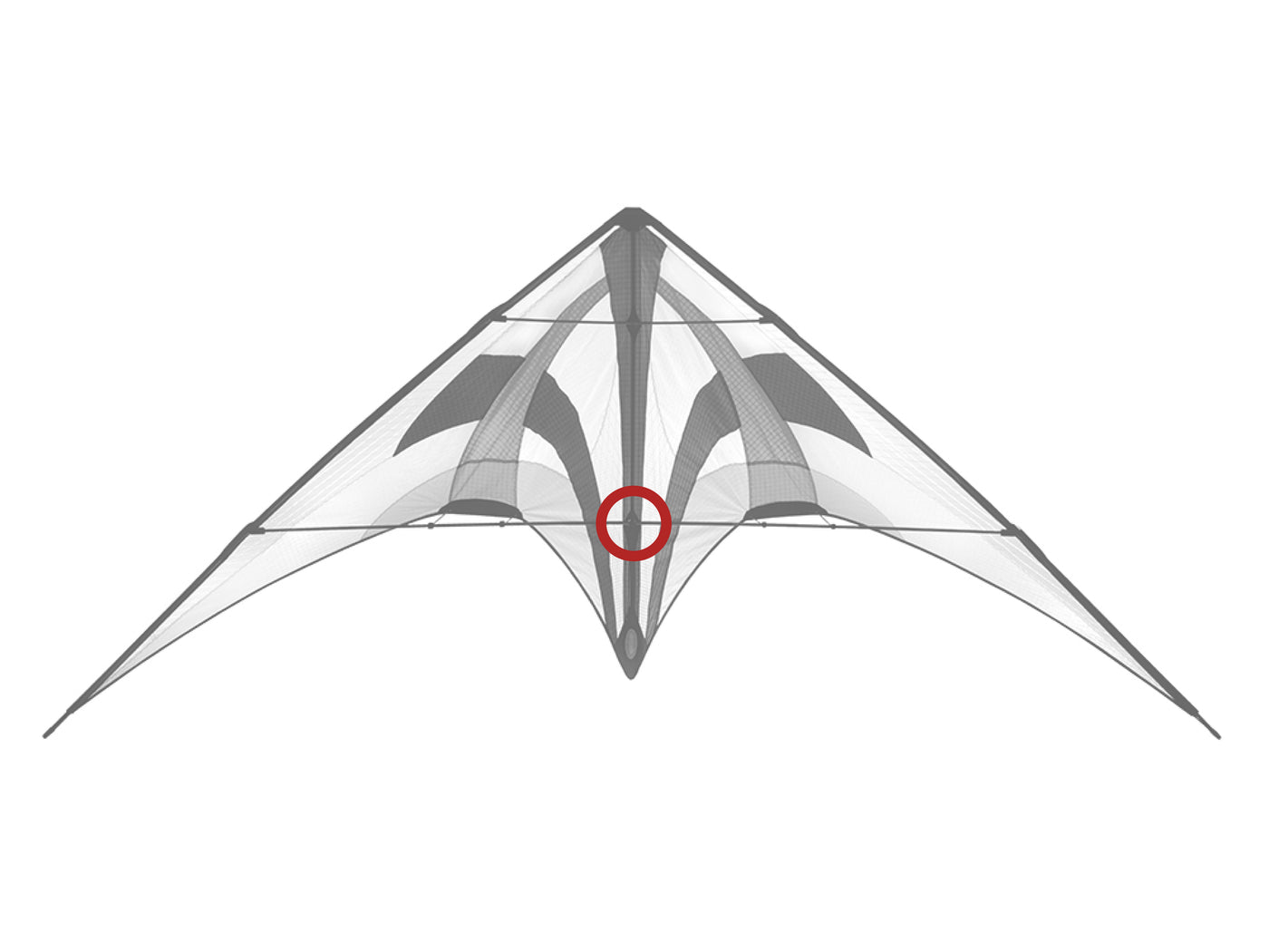 Diagram showing location of the Zephyr Center T on the kite.