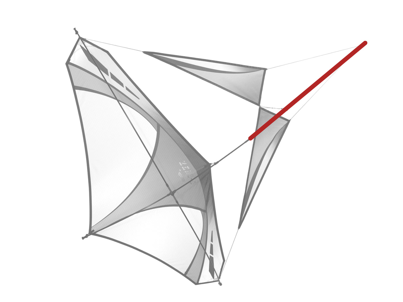 Diagram showing location of the Zero G Nose Spine on the kite.