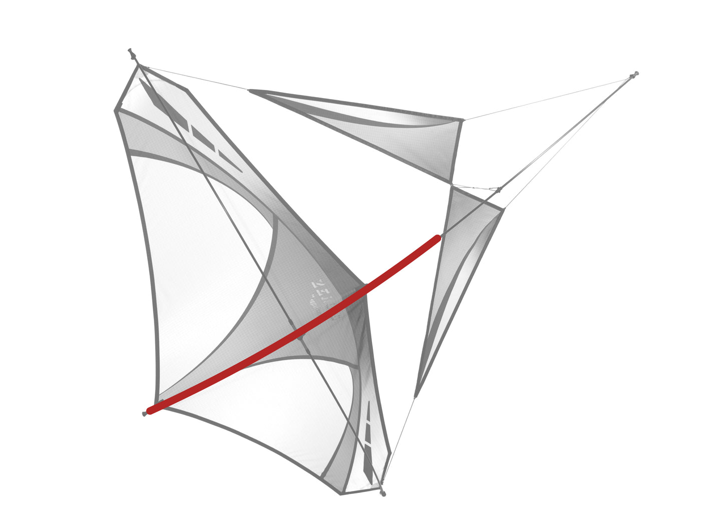 Diagram showing location of the Zero G Tail Spine on the kite.
