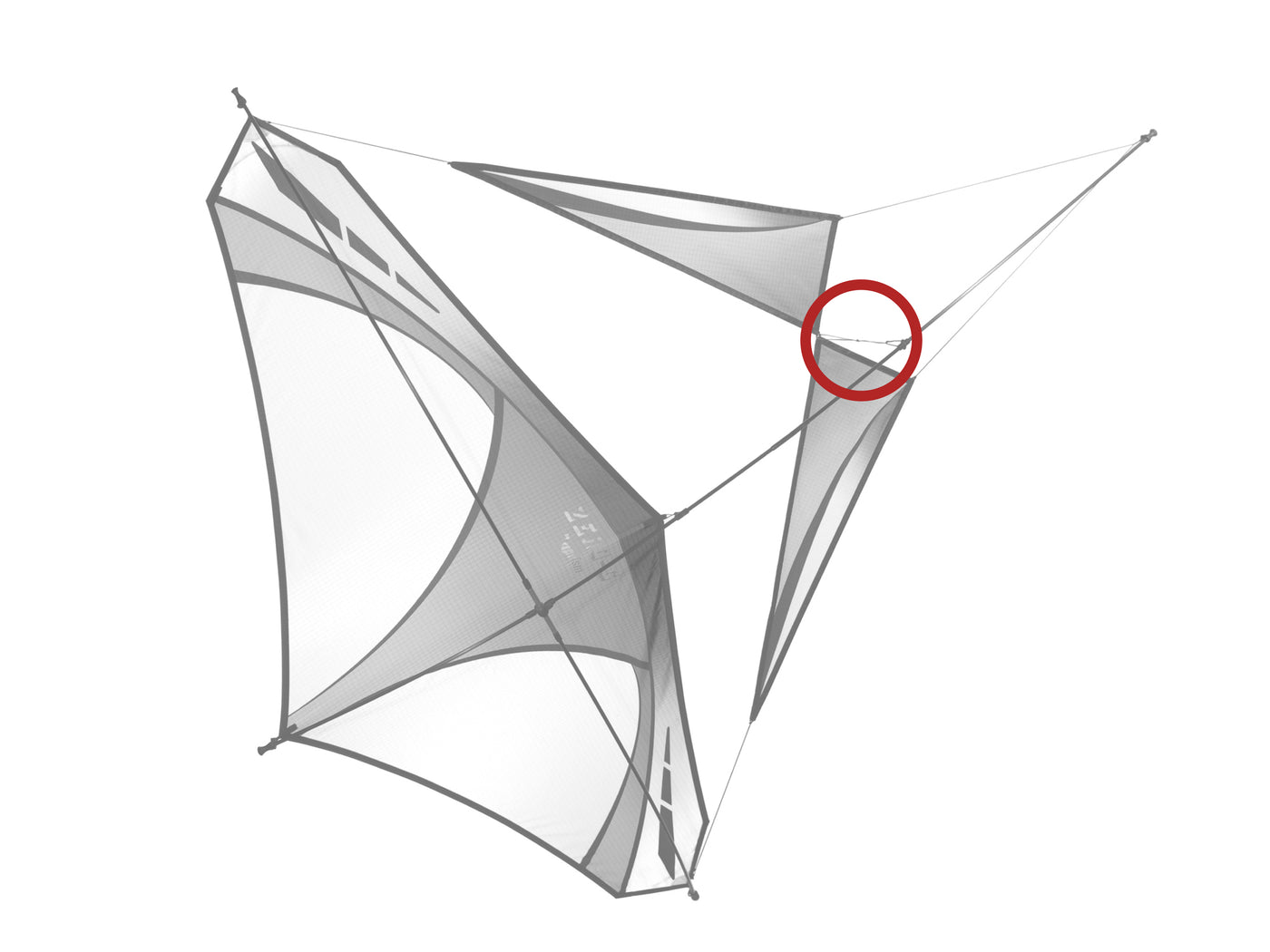 Diagram showing location of the Zero G Nose Tension Bridle on the kite.